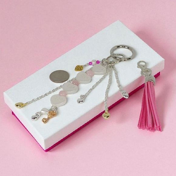 Bag Charm Purse Accessory Morganite Pearls Hearts Pink Tassel Retro Revival Y2k - Picture 6 of 15